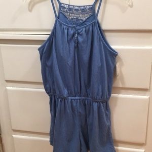 Mudd Button Front Crochet Romper